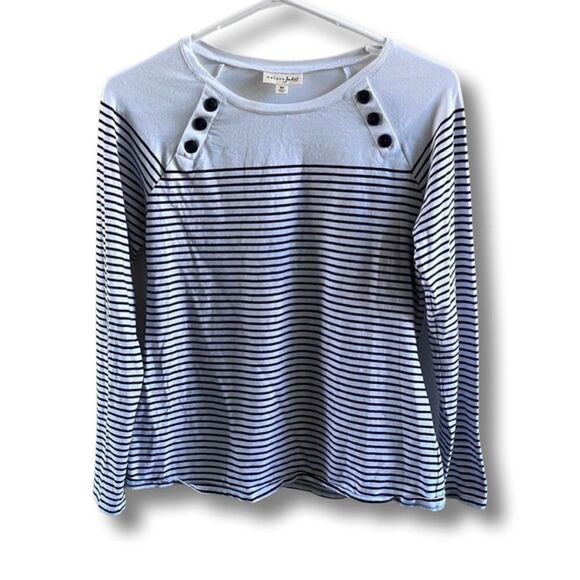 Navy & white striped long-sleeve t-shirt - Picture 1 of 7